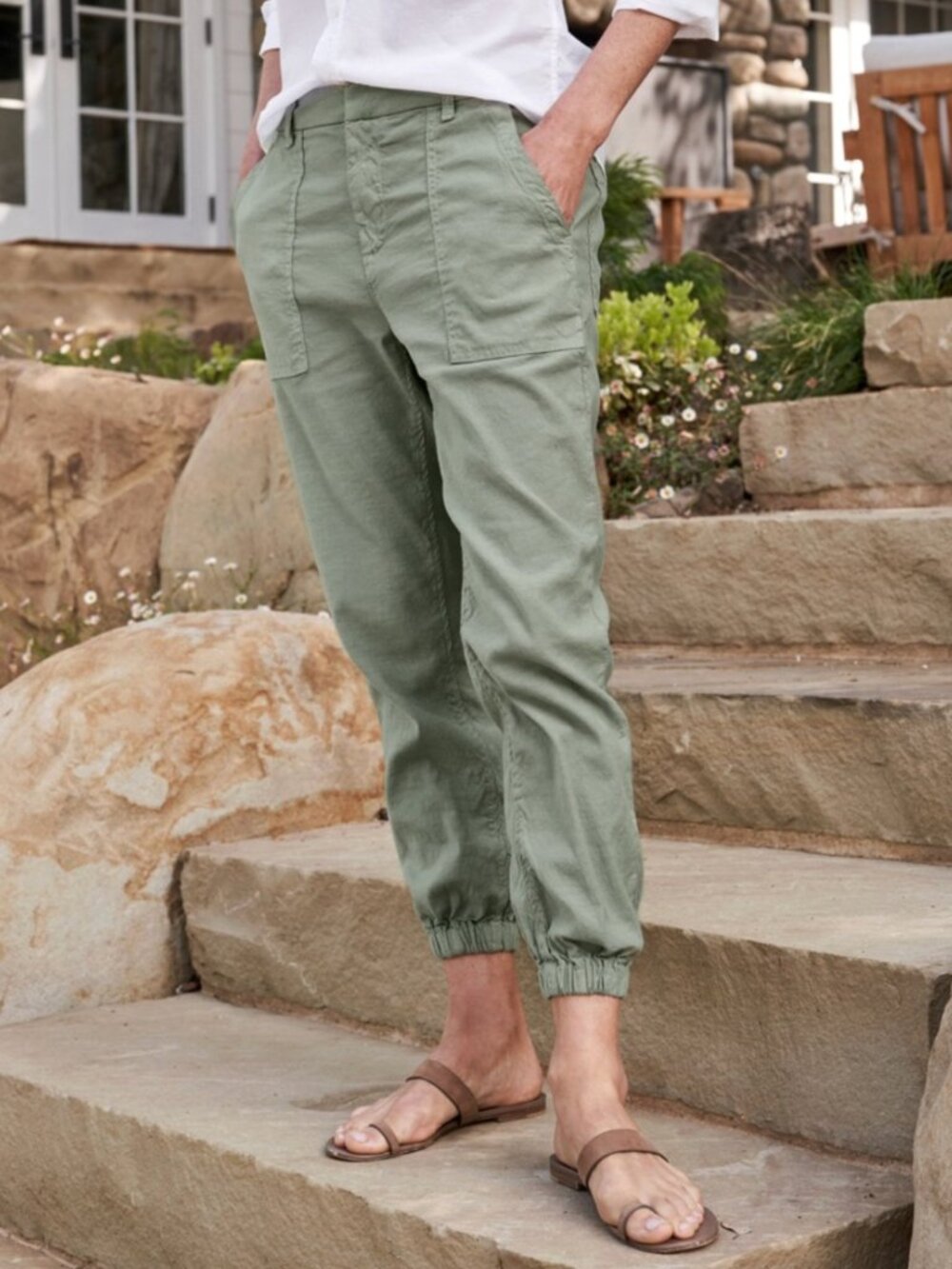 Frank & Eileen Jameson Jogger Pants Linen Sage Green 2